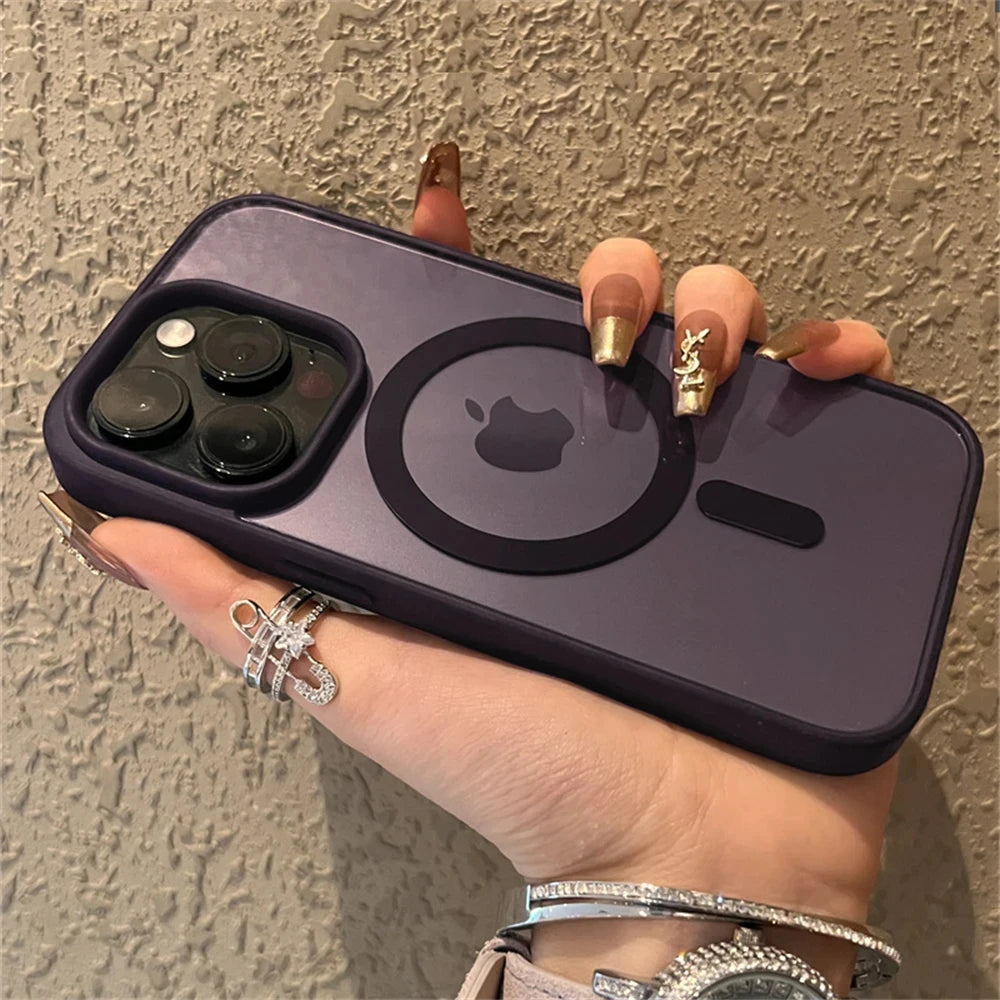 Luxury Clear Magnetic Wireless Charge For Magsafe Case For iPhone 16 15 13 12 11 Pro Max 15 14 Plus Phone Cases Shockproof Cover