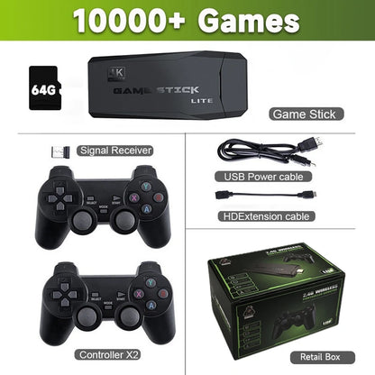 Video Game Sticks M8 Console 2.4G Dual Wireless Controller Game Stick 4K 10000 games 64GB Retro game For Xmas Gift