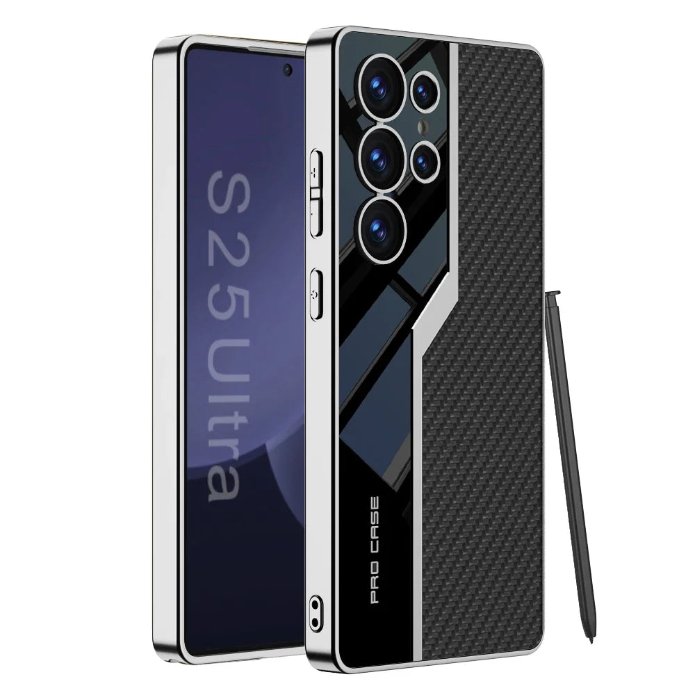 Thin TPU Soft Supercar Footage Case For Samsung Galaxy S23 S24 S25 Ultra 5G Plating Leather S24Ultra S25Ultra Protection Cover