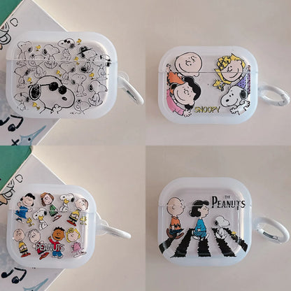 Cute Cartoon Snoopy Charlie Brown Earphone Case For Airpods 4 1 2 3 Pro 2  Wireless Bluetooth Headset Protective TPU Cover