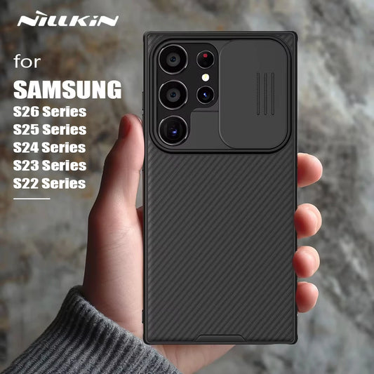 for Samsung Galaxy S26 S25 S24 S23 S22 Ultra Edge Case Nillkin CamShield Slide Camera Cover for S24 FE S23 Plus Lens Cases