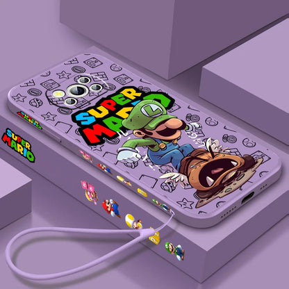 S-Super M-Marios B-Bros Liquid Left Rope For Xiaomi Mi Poco X6 X5 X4 X3 M6 M5 M5S M4 M3 F5 F4 F3 Pro 5G Cover Phone Case