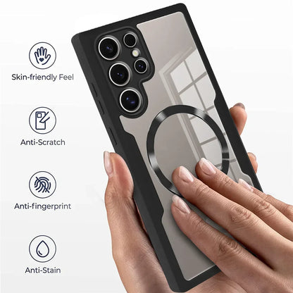 360° Full Shockproof Magsafe Case for Samsung Galaxy S25 S24 S23 S22 S21 Ultra Plus FE Wireless Charging Transparent Cover