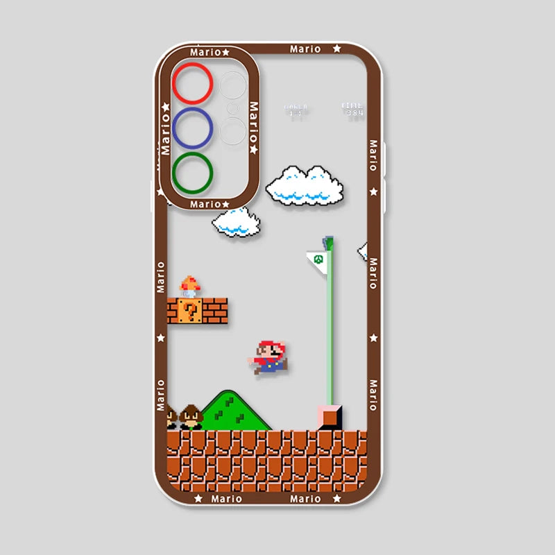 Cartoon Game Super Mario For Samsung Galaxy S23 S22 S21 S20 Pro FE Ultra A23 A52 A53 A71 Angel Eyes Transparent Phone Case