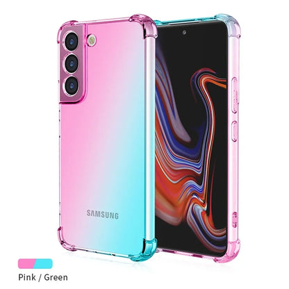 Gradient Airbag Shockproof TPU Case for Samsung Galaxy S25 Edge S24 S23 FE S23 Ultra S22 Plus S21 Protective Cover Funda Coque