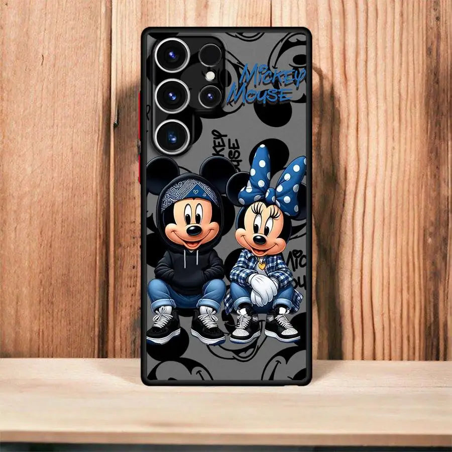 Cool Disney Mickey Minnie Matte Case for Samsung Galaxy S24Ultra S23 S25 Ultra S20 FE S21 S22 Plus S10 S9 S23 5G Phone Cover