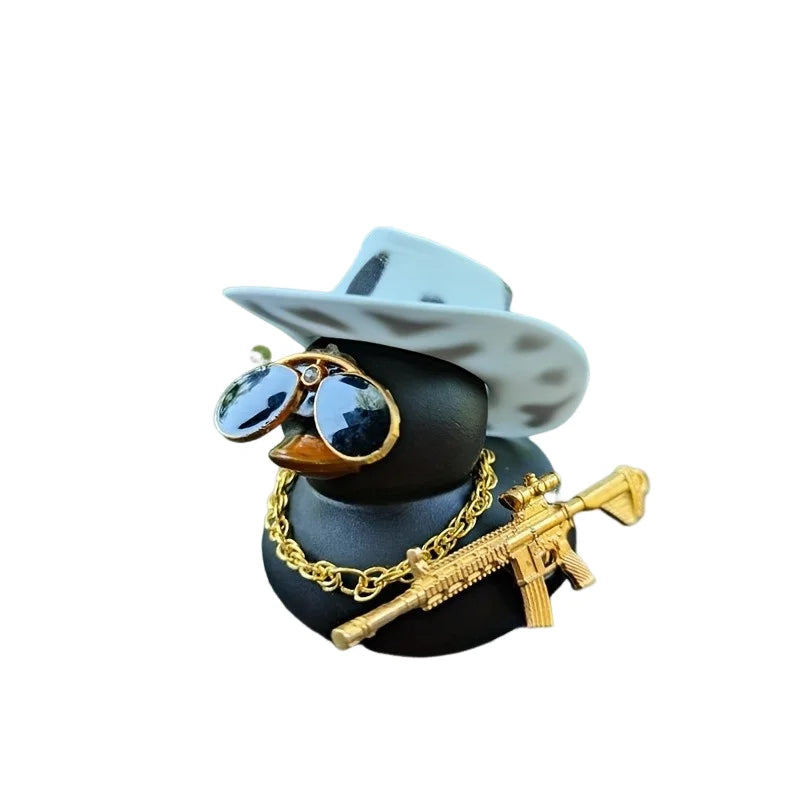 1PC Cowboy Hat Black Duck Car Decoration Rear View Mirror Decoration