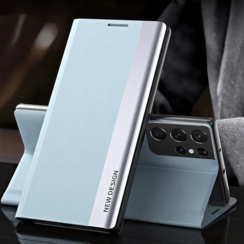 Luxury Leather Flip Case For Samsung Galaxy S25 S24 S23 S22 S21 S20 Ultra Plus S25 Edge S23 S21 S24 FE Note 20 Ultra Stand Cover