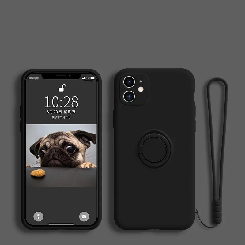 Ring Holder Magnetic Case For Samsung Galaxy S21 S22 Ultra S20 S21 FE S10 Plus Note 20 S9 Plus Soft Liquid Silicone Stand Cover