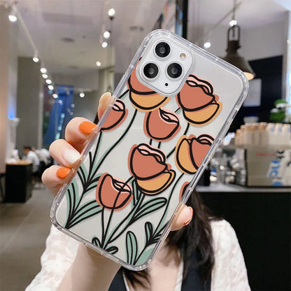 Floral Case For Samsung S23 Ultra S22 S21 S20 FE A54 5G A53 A52 A13 A12 A14 A51 A34 A33 A32 A23 A22 A71 A72 A73 TPU Funda Covers