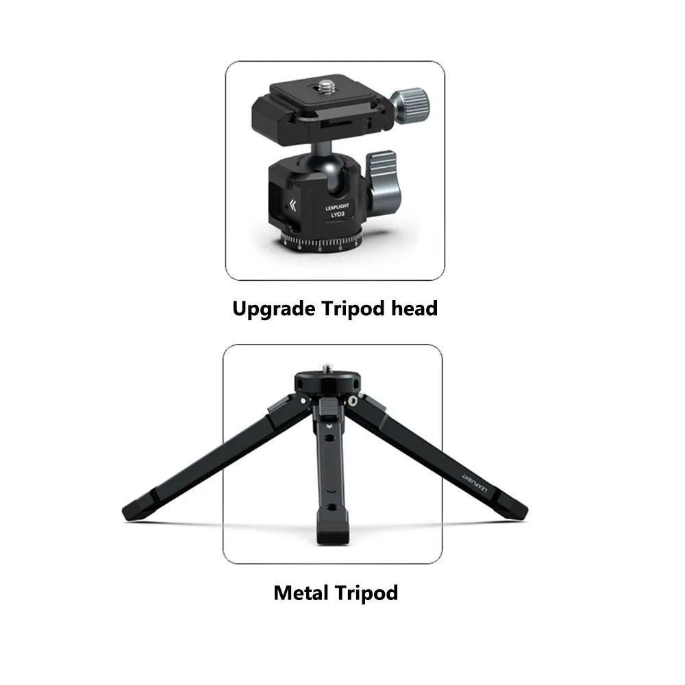 LEAPLIGHT Selfie Stick Tripod w 360 Ball Head Cold Shoe Tabletop Tripod for iPhone 16 15 14 Samsung Phone DSLR Camera Magic Arm