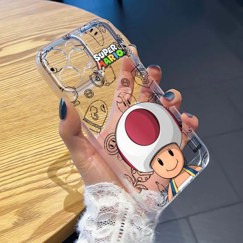 Luxury Supers M-Marios Cartoon Phone Case For Apple iPhone 17 Air 16e 16 15 14 13 12 11 Mini Pro Max Plus Transparent Soft Cover