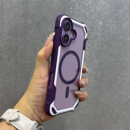 Hit Color Magnetic For Magesafe Wireless Charge Case For iPhone 16 13 14 12 15 Pro Max Transparent Shockproof Bumper Back Cover
