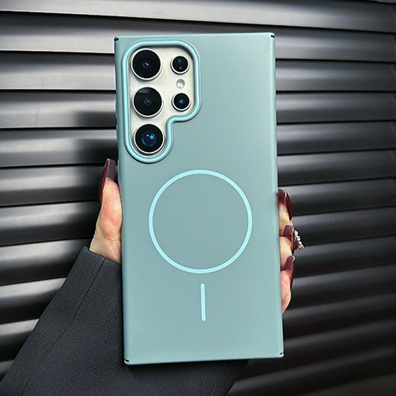 Luxury Slim Matte Magsafe Case for Samsung Galaxy S25 S24 S23 Ultra S22 Plus S21 Note 20 Solid Color Shockproof PC Phone Cover