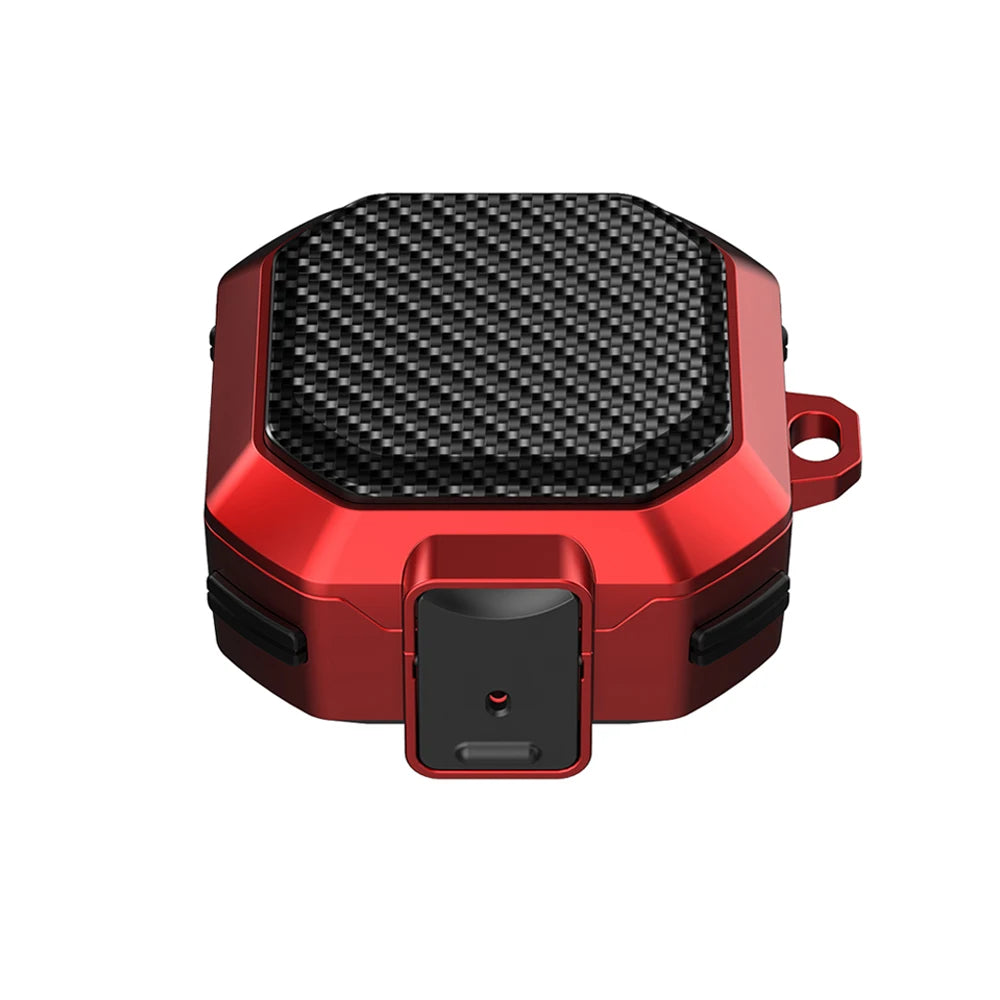 Carbon Fiber Switch Lock Earphone Case For Samsung Galaxy Buds 2 Pro FE Live Cover Full Protection Shockproof With Keychain Box