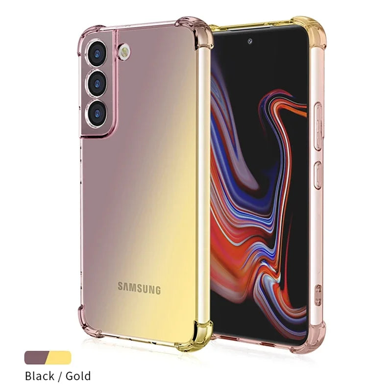Gradient Airbag Shockproof TPU Case for Samsung Galaxy S25 Edge S24 S23 FE S23 Ultra S22 Plus S21 Protective Cover Funda Coque
