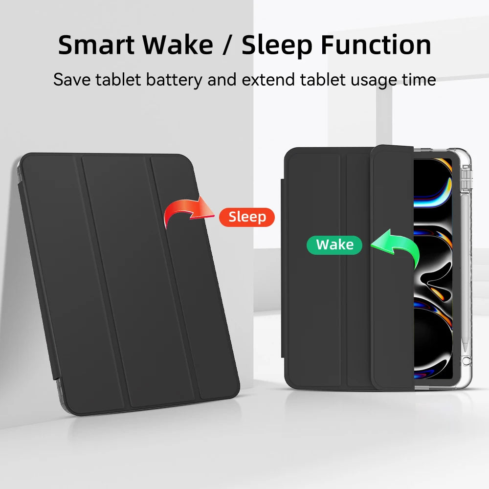 For ipad a16 case 11th 10th Gen Case For iPad Pro Air 13 11 M3 M2 M4  12.9 " 9 8 7 6 5 4 Mini 7 6 Smart case with pen Holder