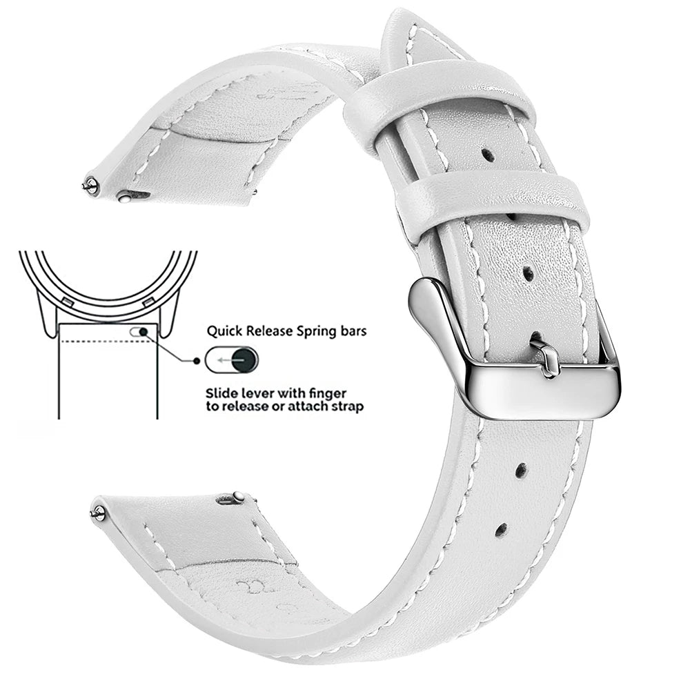Top Grain Genuine Leather Watch Band, Quick Release 12/14/16/18/19/20/21/22/24 mm Watch Straps, Replacement Bands for Men Women