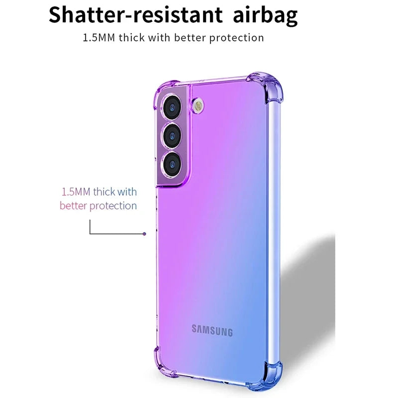 Gradient Airbag Shockproof TPU Case for Samsung Galaxy S25 Edge S24 S23 FE S23 Ultra S22 Plus S21 Protective Cover Funda Coque