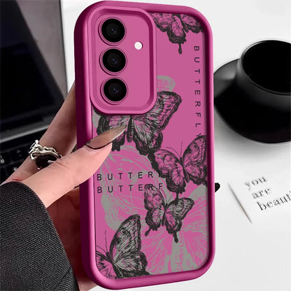 Ink Butterfly Case For Samsung Galaxy S25 Edge S25 S24 S23 S22 Ultra S21 S24 FE A14 A34 A15 A35 A53 A54 A56 5G TPU Phone Cover ﻿