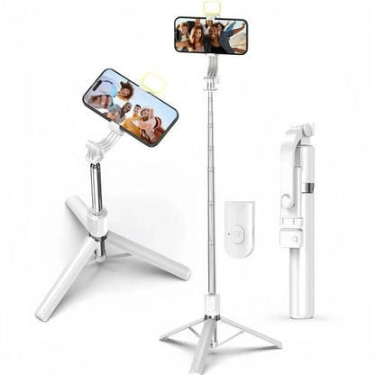 Portable selfie stick tripod, adjustable beauty fill light Bluetooth remote control for iPhone Samsung phone