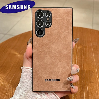 Luxury Sheepskin Leather Phone Case Samsung Galaxy S25Ultra S24 S23 S22 S21Plus Ultra S23FE A55 A35 A25 A15 Lambskin Soft Coque