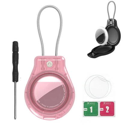 Waterproof AirTag Keychain Holder tag Lock Case Wire Cable,  Anti-Lost Protective Case with Keyring for Luggage, Key, Backpack