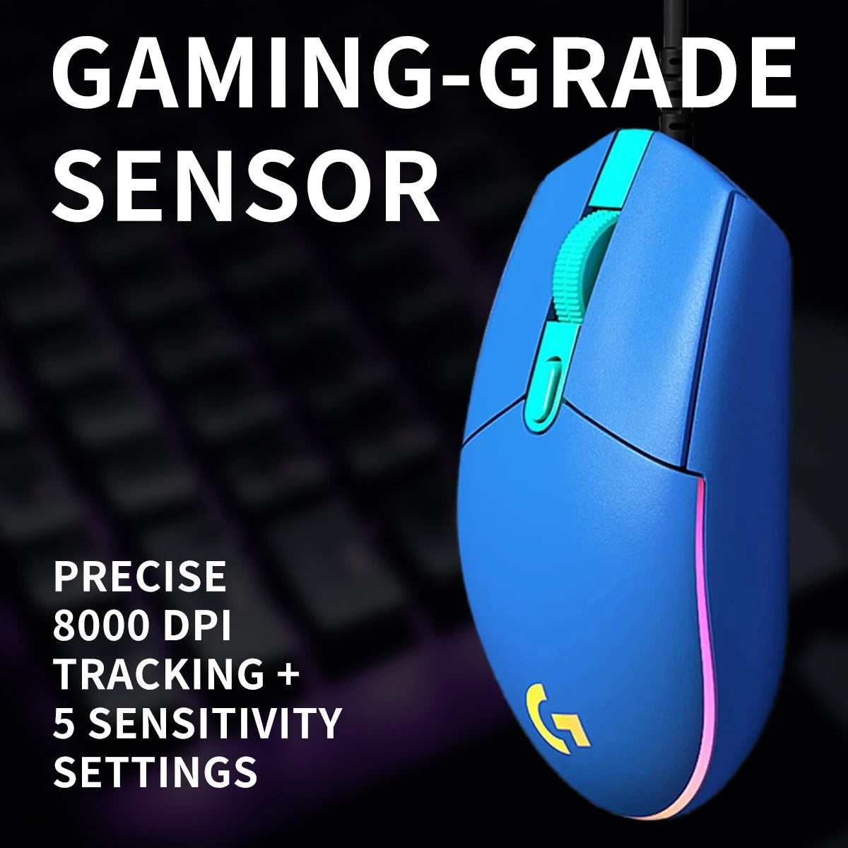 Logitech G203 Wired Gaming Mouse, Esports-Grade, 6 Programmable Buttons & Multi-Color for Competitive Games