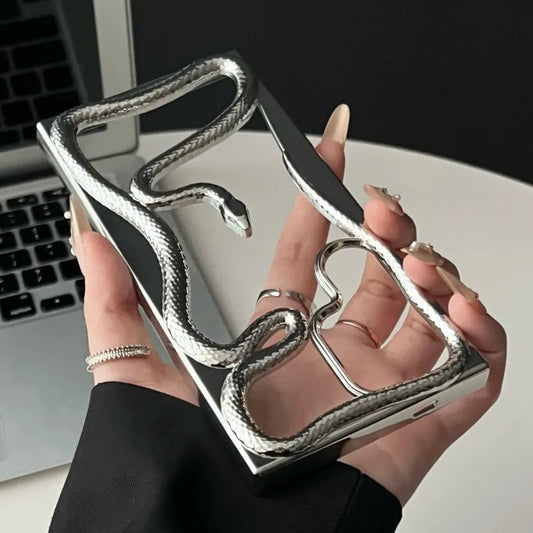 Luxury Plating 3D Hollow Out Snake Case for Samsung Galaxy S25 S24 S23FE S22 Ultra A15 A16 A55 A56 A36 A26 Soft Shockproof Cover