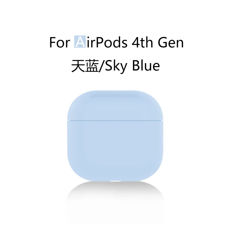for 2024 AirPods 4 earbuds Solid color Earphone Protector cases with keychain liquid silicone soft for New AirPods 4 ANC Cases