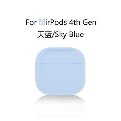 for 2024 AirPods 4 earbuds Solid color Earphone Protector cases with keychain liquid silicone soft for New AirPods 4 ANC Cases