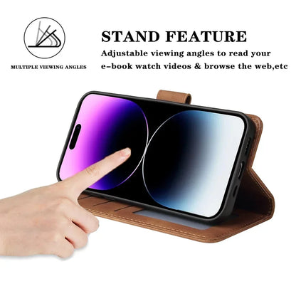ZZXX Leather Wallet Phone Case For iPhone 16e 16 Pro Max 15 14 13 Mini 12 11 X XS XR SE2 8 7 6s Plus Flip Card Slot Holder Cover
