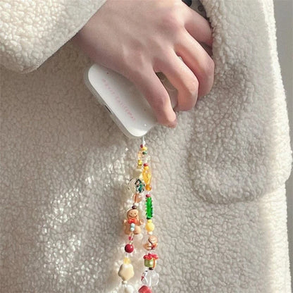 Cute Christmas Tree Phone Chain Pendant Wrist Strap Anti-lost Lanyard For iPhone 16 Decorative Strap Bracelet Phone Accessories