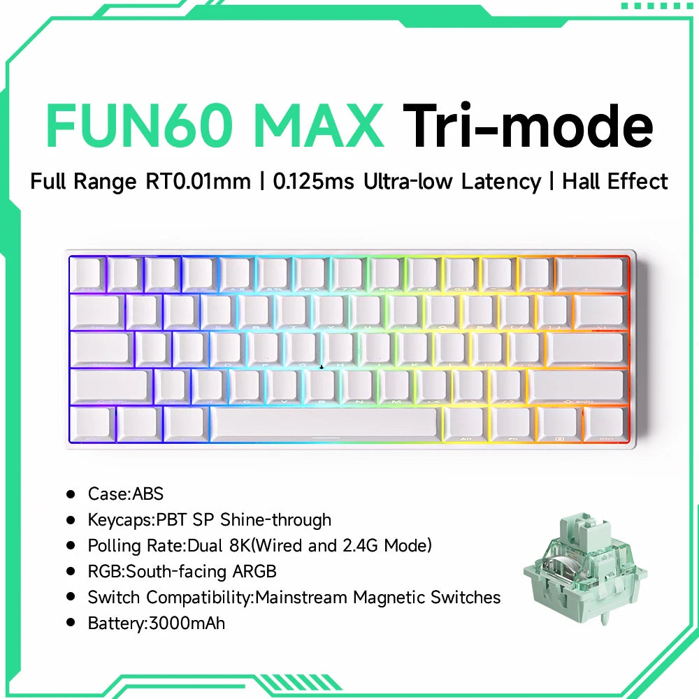 Akko MonsGeek FUN68 FUN60 PRO&MAX  HE Magnetic Keyboard 60% 65% Gaming Keyboards Rapid Trigger 8K Custom Keyboard Gamer Esports