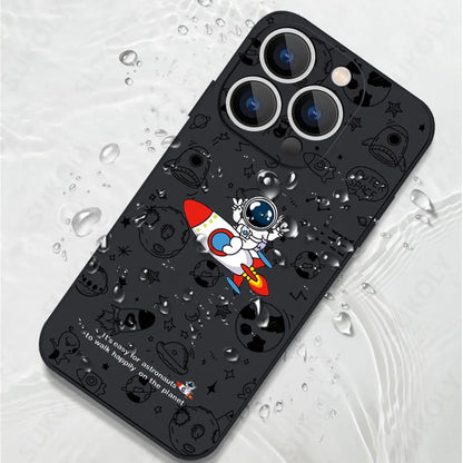 Cartoon Astronaut Pattern Case For iPhone 16 15 14 Pro Max 11 12 Shockproof Silicone Soft Phone Cover For iPhone 13 14 15 16 Pro
