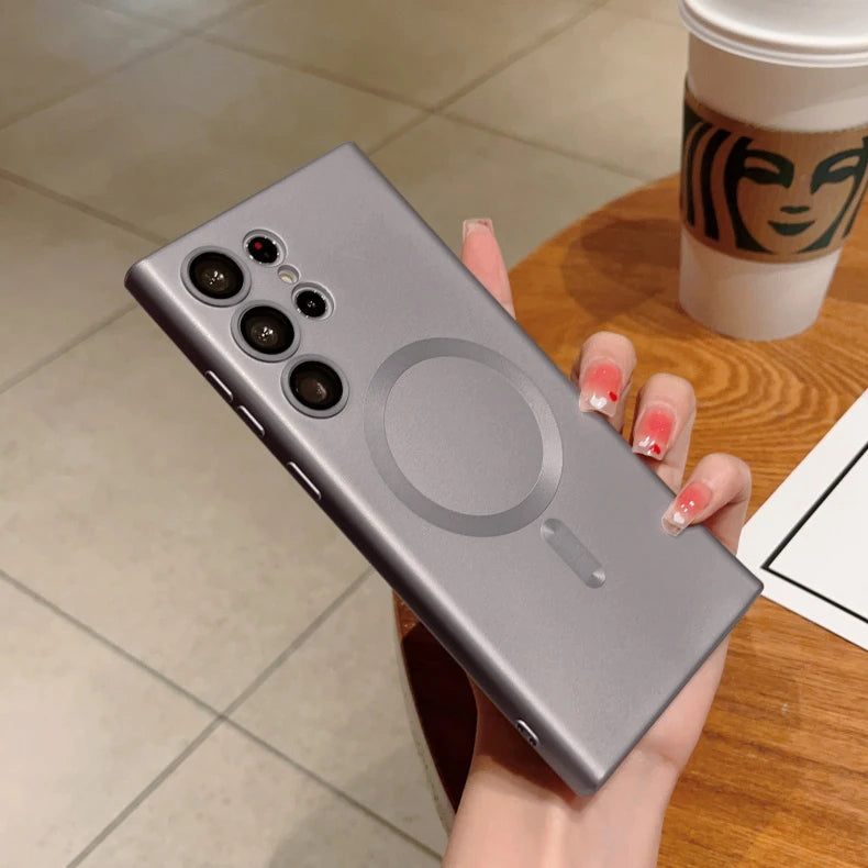 Original For Magsafe Magnetic Silicone Case For Samsung Galaxy S25 S23 S22 S21 S24 Ultra Plus Matte Cases Wireless Charge Cover