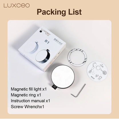 LUXCEO R1 MagSafe Flip Selfie Fill Light for Vlog Livestream Photography Portable Magnetic Smartphone Light for iPhone