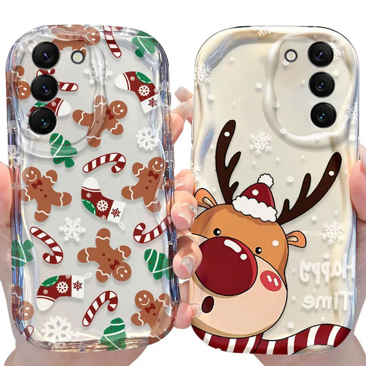 Christmas Pattern Case for Samsung Galaxy S24 S23 S22 S21 Ultra Plus S20 FE A73 A72 A71 A55 A54 5G A53 A52 A51 4G A50S A50 Cover