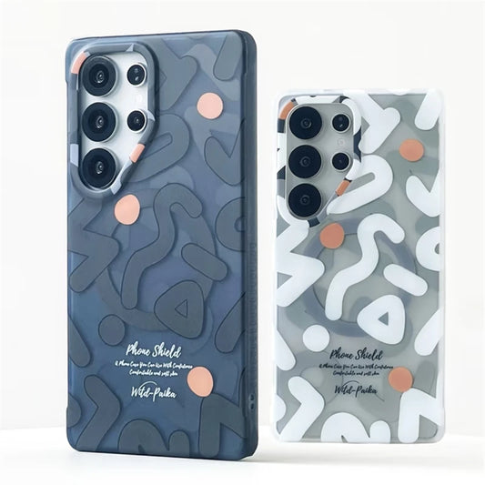 Fashion Graffiti Matte Magsafe Phone Case for Samsung Galaxy S25 S24 Ultra Plus Magnetic Wireless Charging Frosted PC Hard Cover