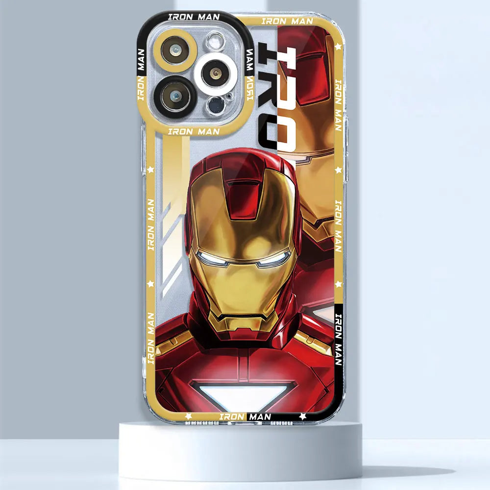 Marvel Avengers Spiderman Ironman Case for iPhone SE XS 13 Pro Max 8 X 14 15 Plus 11 Pro 12 Mini 7 6s XR Clear Silicone Cover