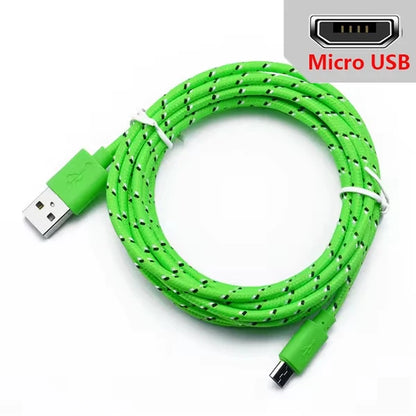 2.4A Micro USB Cable 0.5m/1m/2m/3m Data Sync USB Charge Cable For Samsung Huawei Xiaomi Android Nylon Braided Microusb Data Cord