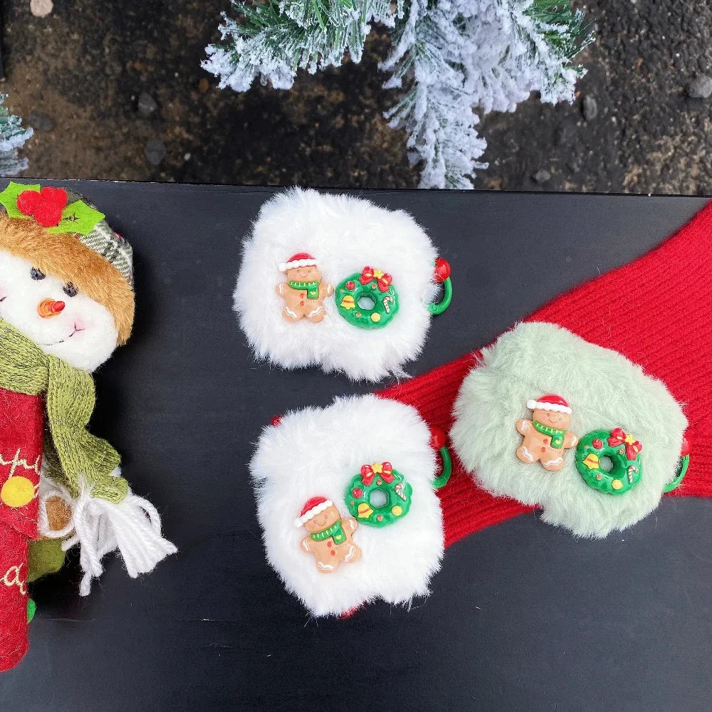 Plush Christmas Bow For Apple Airpods 4 3 Airpods 2 Case For Airpods Pro Pro2 Shell Cover Protective Case Earphone Accessories