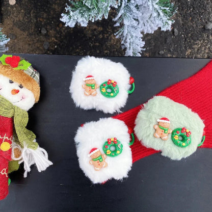 Plush Christmas Bow For Apple Airpods 4 3 Airpods 2 Case For Airpods Pro Pro2 Shell Cover Protective Case Earphone Accessories