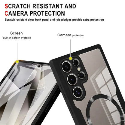 360° Full Shockproof Magsafe Case for Samsung Galaxy S25 S24 S23 S22 S21 Ultra Plus FE Wireless Charging Transparent Cover