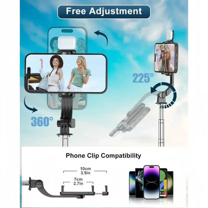 Portable selfie stick tripod, adjustable beauty fill light Bluetooth remote control for iPhone Samsung phone