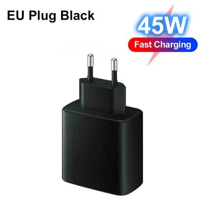 PD Charger 45W for Samsung Galaxy S23 S22 Fast Charging High Speed Type C Mobile Phone Adapter for IPhone Xiaomi