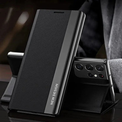 Luxury Leather Flip Case For Samsung Galaxy S25 S24 S23 S22 S21 S20 Ultra Plus S25 Edge S23 S21 S24 FE Note 20 Ultra Stand Cover