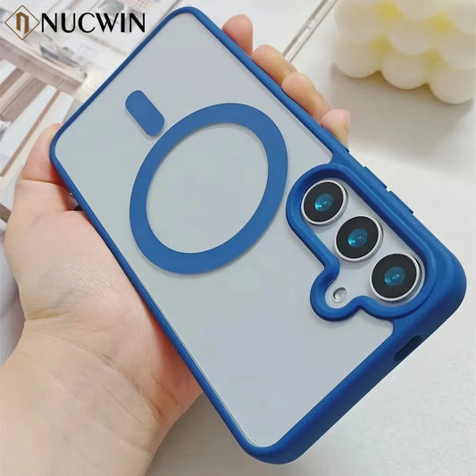 For Magsafe Wireless Charge Magnetic Clear Case for Samsung Galaxy S22 S23 S24 S25 Plus Ultra FE Ultra Thin Acrylic Back Cover