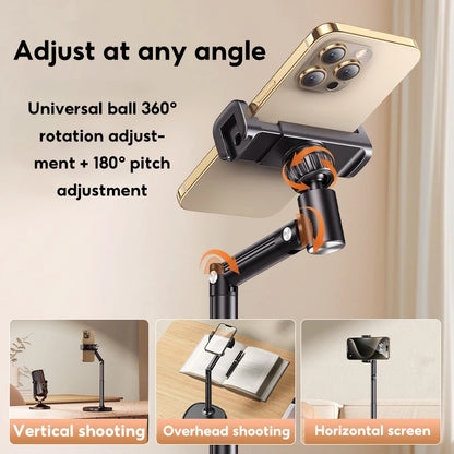 MoZhao Phone Desktop Stand Live Broadcast Overhead Adjustable Lifting Telescopic Selfie Rotating Aluminum Alloy Support Frame