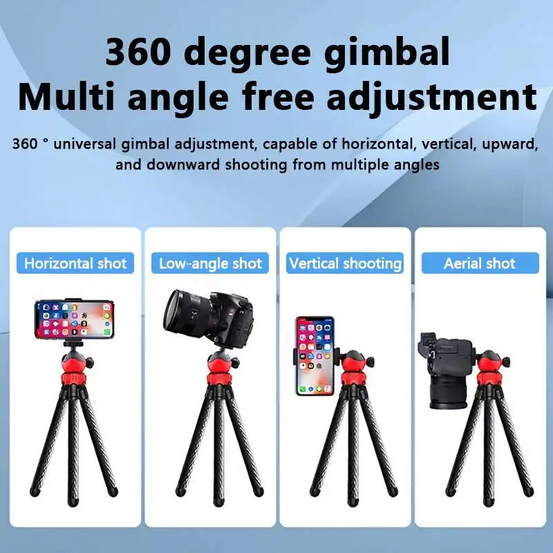 New 2in1 Flexible Octopus Tripod with Remote Control Selfie Stick Big Light Phone Holder Screw Portable for iPhone 13 14 Pro Max
